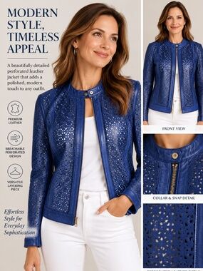 Gorgeous Cobalt Blue Escada Lamb Leather Jacket New w/o Tags
